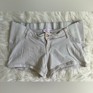 Khaki Maternity Midi Shorts